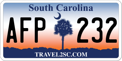SC license plate AFP232