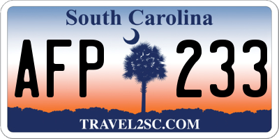 SC license plate AFP233