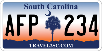 SC license plate AFP234