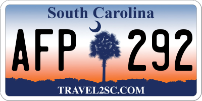 SC license plate AFP292