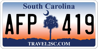 SC license plate AFP419