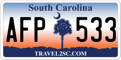 SC license plate AFP533