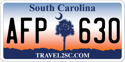 SC license plate AFP630