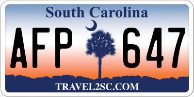 SC license plate AFP647