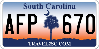 SC license plate AFP670
