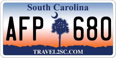 SC license plate AFP680