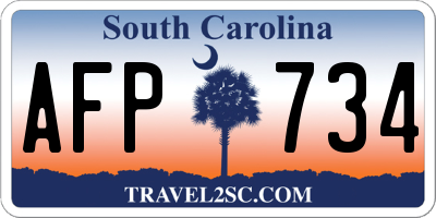 SC license plate AFP734