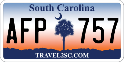 SC license plate AFP757