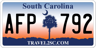 SC license plate AFP792
