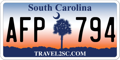 SC license plate AFP794