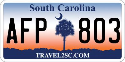 SC license plate AFP803