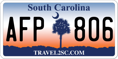 SC license plate AFP806