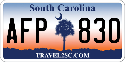 SC license plate AFP830