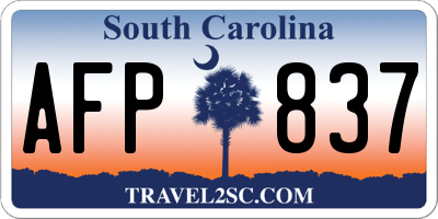 SC license plate AFP837