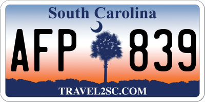 SC license plate AFP839
