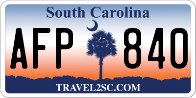 SC license plate AFP840