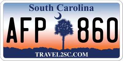 SC license plate AFP860