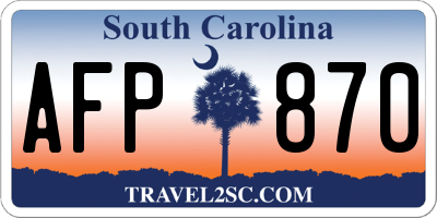 SC license plate AFP870