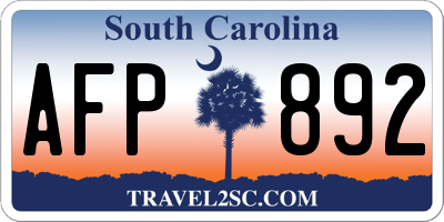 SC license plate AFP892