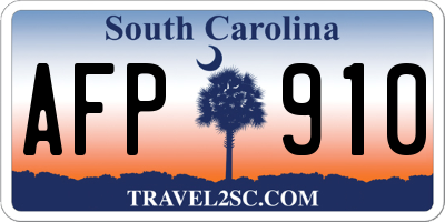 SC license plate AFP910