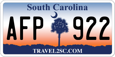 SC license plate AFP922
