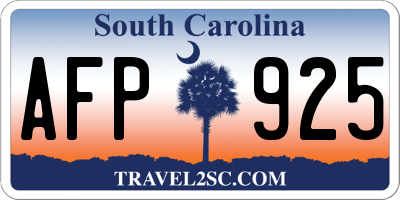 SC license plate AFP925
