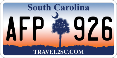 SC license plate AFP926