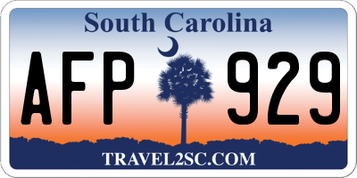 SC license plate AFP929