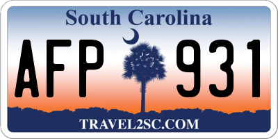SC license plate AFP931