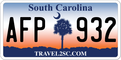 SC license plate AFP932