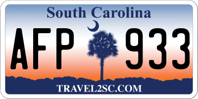 SC license plate AFP933