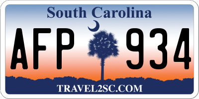 SC license plate AFP934