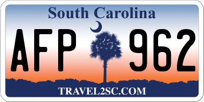 SC license plate AFP962