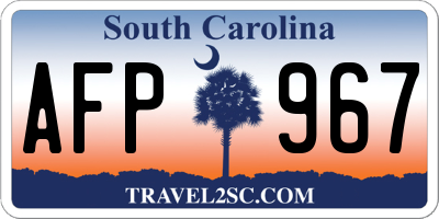 SC license plate AFP967