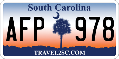 SC license plate AFP978