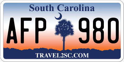 SC license plate AFP980
