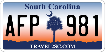 SC license plate AFP981