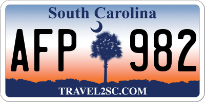 SC license plate AFP982