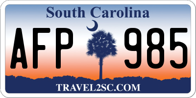 SC license plate AFP985