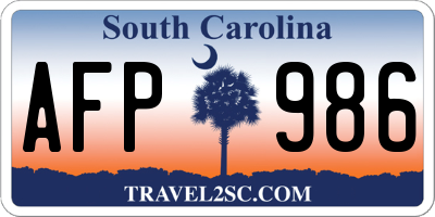 SC license plate AFP986
