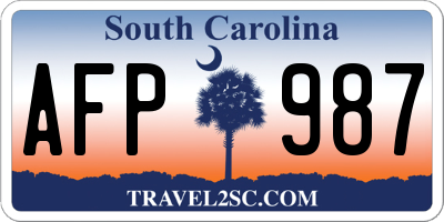 SC license plate AFP987
