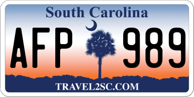 SC license plate AFP989