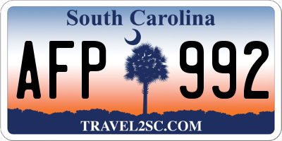 SC license plate AFP992