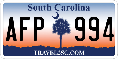 SC license plate AFP994
