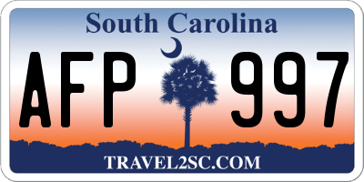 SC license plate AFP997