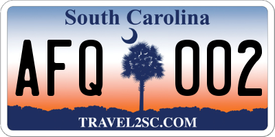 SC license plate AFQ002