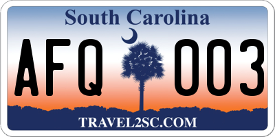 SC license plate AFQ003