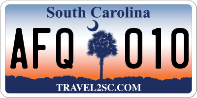 SC license plate AFQ010