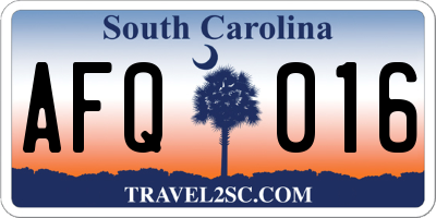 SC license plate AFQ016