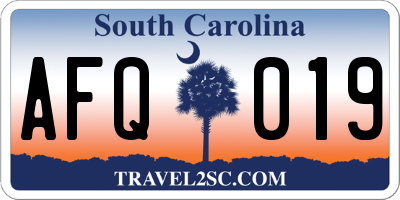 SC license plate AFQ019